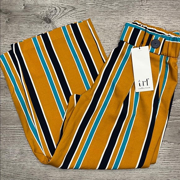 Zara Pants - Zara TRF Collection Striped Pants in Size XS Mustard and Teal